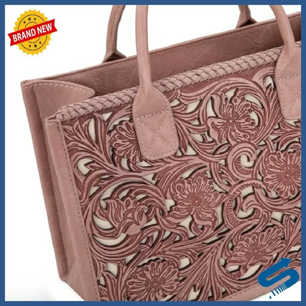Genuine Leather Tote Bag with Detachable Crossbody Strap & Wallet Set - Picture 5 of 8